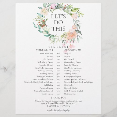 Rose Garland Wedding Schedule Timeline