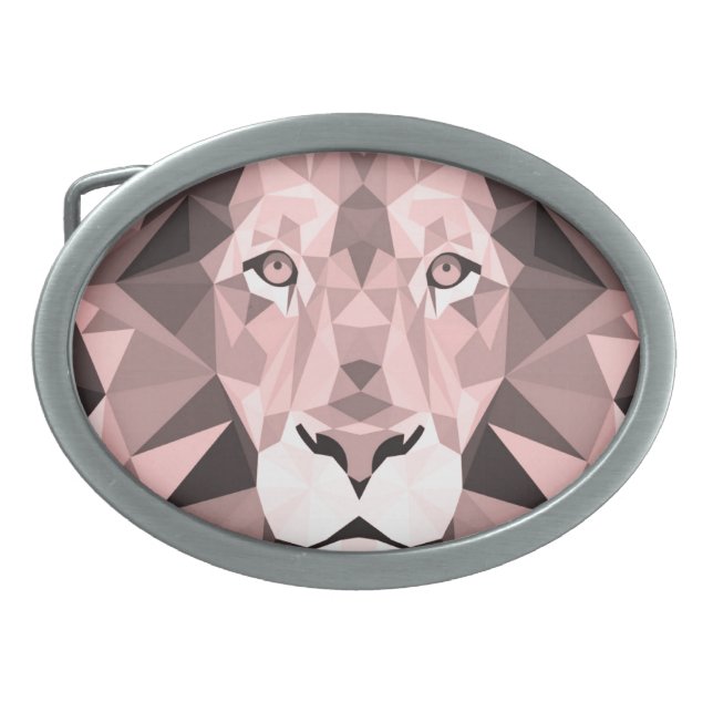 Rose Geometric Lion Head  Belt Buckle (Front)