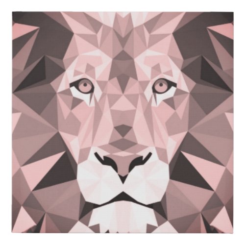 Rose Geometric Lion Head  Faux Canvas Print