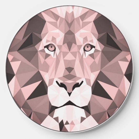 Rose Geometric Lion Head Wireless Charger (Front)