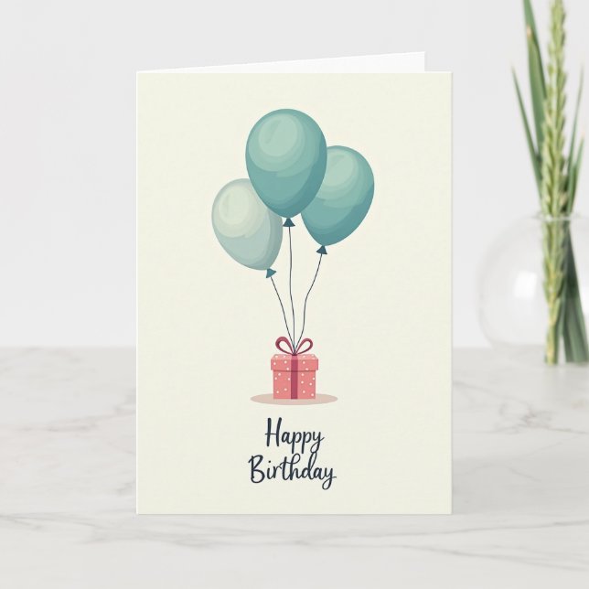 Rose Gift Balloons Birthday Card (Front)