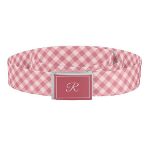 Rose Gingham Pattern Monogram Belt