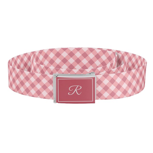 Rose Gingham Pattern Monogram Belt (Coil)