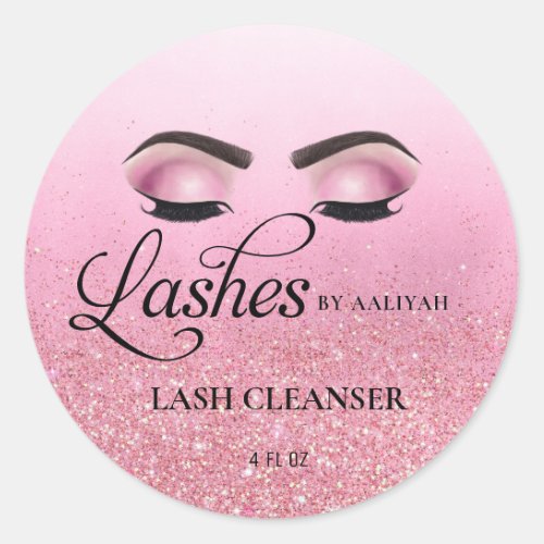 Rose Glam Glitter Lash Bath Shampoo Cleanser Classic Round Sticker