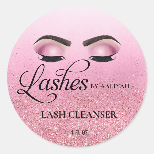 Rose Glam Glitter Lash Bath Shampoo Cleanser Classic Round Sticker (Front)