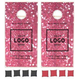 Rose glitter Abstract Business Logo Branded Cornhole Set