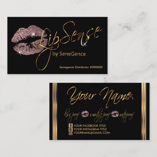 Rose Glitter and Gold Business Card (Front/Back)