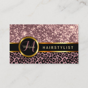 Rose Glitter and Leopard Skin - Hairstylist Business Card
