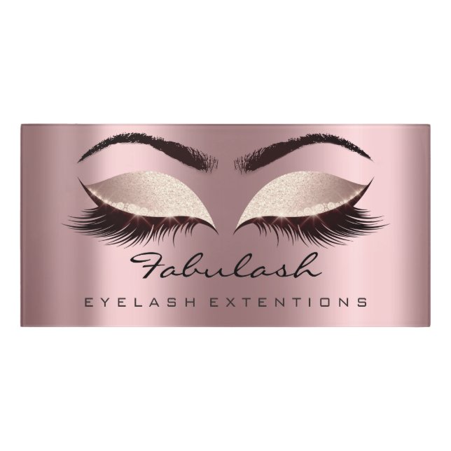 Rose Glitter Beauty Salon Lashes Makeup Eggplant Door Sign (Classic Front)