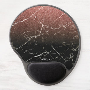 Rose Glitter Black Marble Gel Mouse Pad