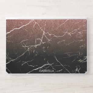 Rose Glitter Black Marble HP Laptop Skin