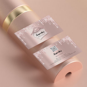 Rose Glitter Cloth Closet Hanger Boutique QR Code Business Card