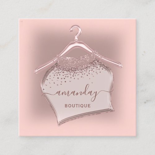 Rose Glitter Cloth Hanger Fashion Closet Boutique Square Business Card