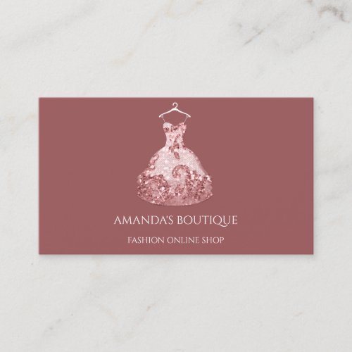 Rose Glitter Dress Logo Fashion Event Stylist Business Card