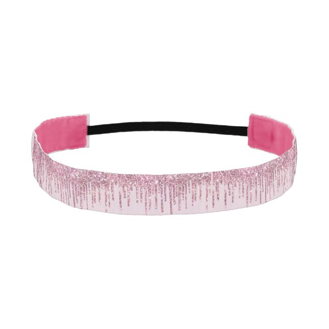  Rose Glitter Drips Personalized Monogram And Name Athletic Headband (Front)