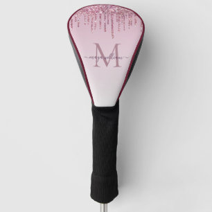 Rose Glitter Drips Personalized Monogram and name Golf Head Cover