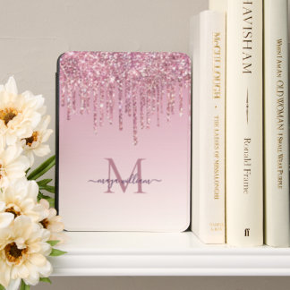 Rose Glitter Drips Personalized Monogram And Name Kindle Cover