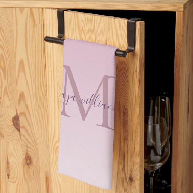  Rose Glitter Drips Personalized Monogram And Name Kitchen Towel (Thirds Fold)