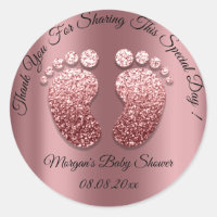 Rose Glitter Feet Baby Shower Favor Thank You Classic Round Sticker