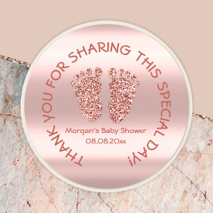 Rose Glitter Feet Baby Shower Favor Thank You Glam Classic Round Sticker