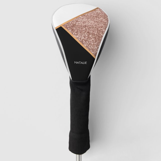 Rose Glitter Geometric Golf Head Cover (Front)