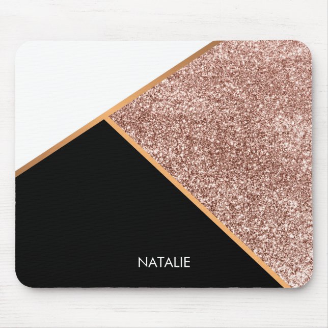 Rose Glitter Geometric Mouse Pad (Front)