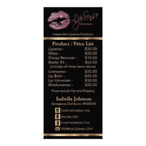 Rose Glitter Lips _ Black _  Price List Rack Card