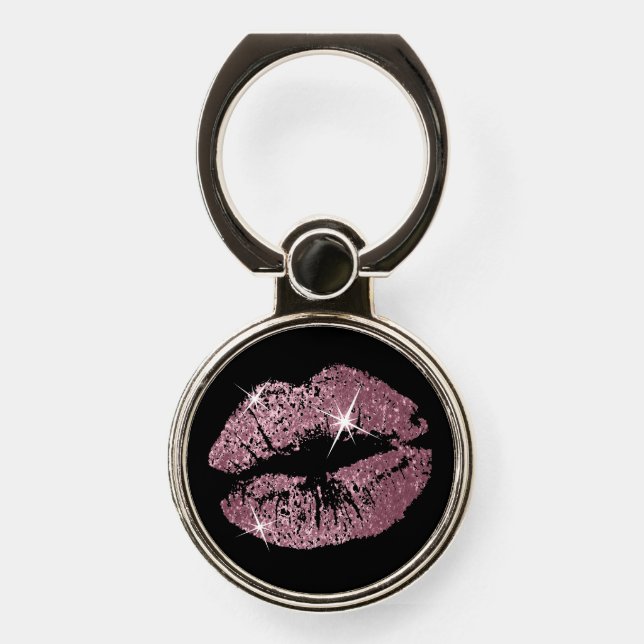 Rose Glitter Lips Phone Ring Stand (Front)