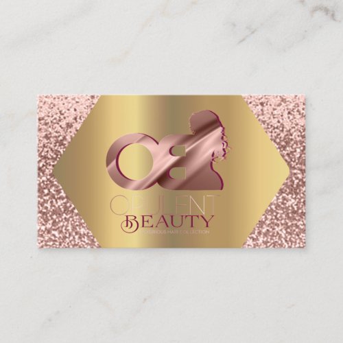 Rose Glitter Makeup Artist Hair Extension Logo Business Card