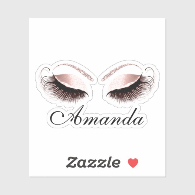 Rose Glitter Makeup Artist Lashes Extension Name Sticker (Sheet)