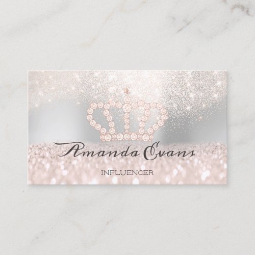 Rose Glitter Makeup Artist Silver Crown Princess Appointment Card