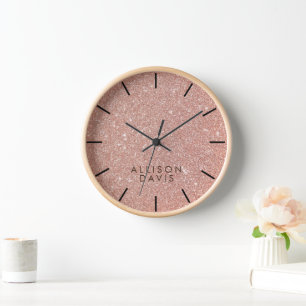 Rose  Glitter Modern  Clock