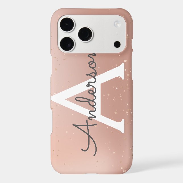 Rose Glitter Monogram Name  Iphone Case (Back)