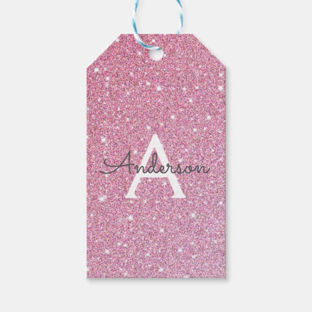 Rose Glitter Name  Gift Tags (Front)