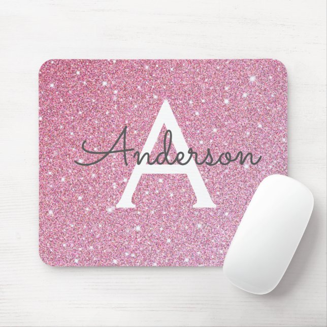Rose Glitter Name  Mouse Pad (With Mouse)