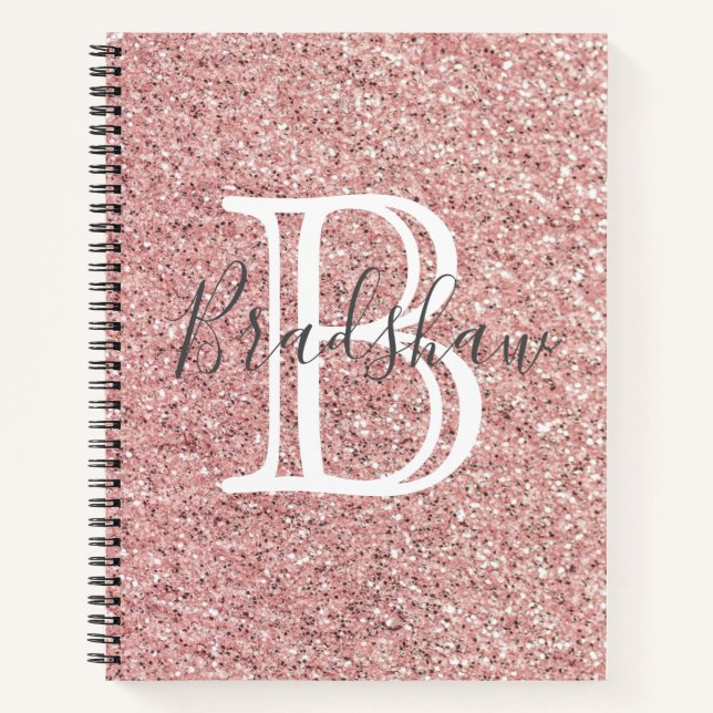 Rose  Glitter  Name  Notebook (Front)