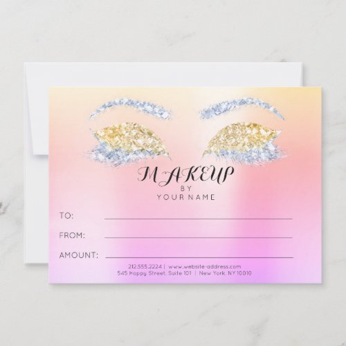 Rose Glitter Ombre Makeup Beauty Certificate Gift
