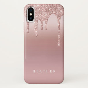 Rose Glitter Ombre Pink Blush Name iPhone X Case