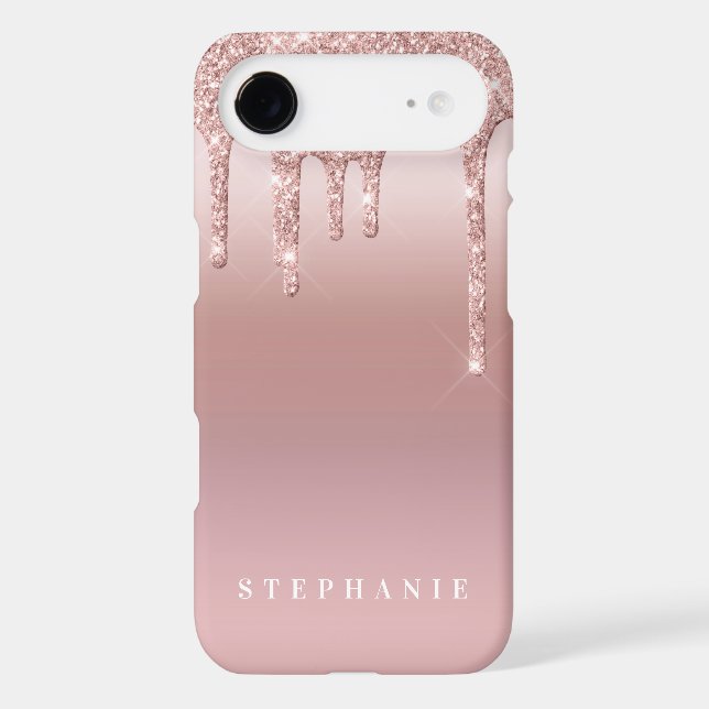 Rose Glitter Ombre Pink Blush Name Case-Mate iPhone Case (Back)