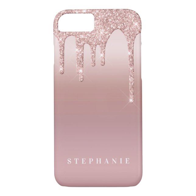 Rose Glitter Ombre Pink Blush Name Case-Mate iPhone Case (Back)