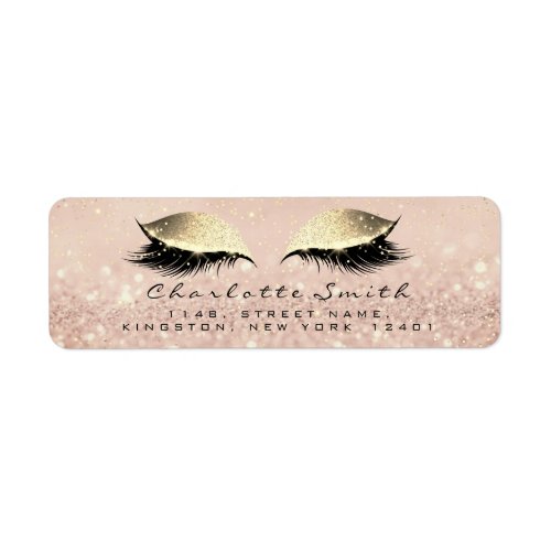 Rose Glitter RSVP Return Address Eye Lashes Makeup Label