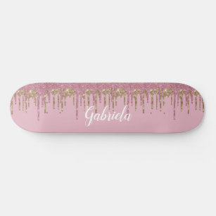 Rose Glitter Skateboard w/ Name