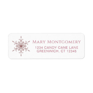 Rose Glitter Snowflake Christmas Return Address Label