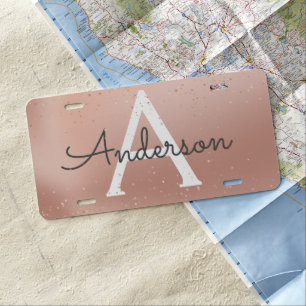 Rose Glitter Sparkles Name License Plate