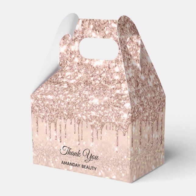 Rose Glitter Sweet 16th Bridal Wedding Favor Drips Favor Boxes (Front Side)