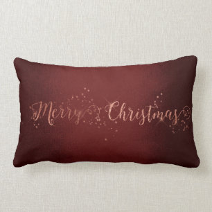 Rose Gol Pink Silver Burgundy Merry Christmas Lumbar Pillow
