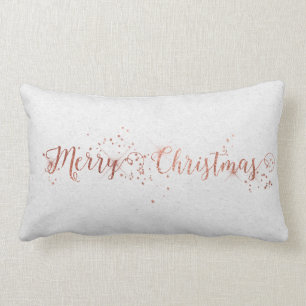 Rose Gol Pink Silver Gray Kraft Merry Christmas Lumbar Pillow