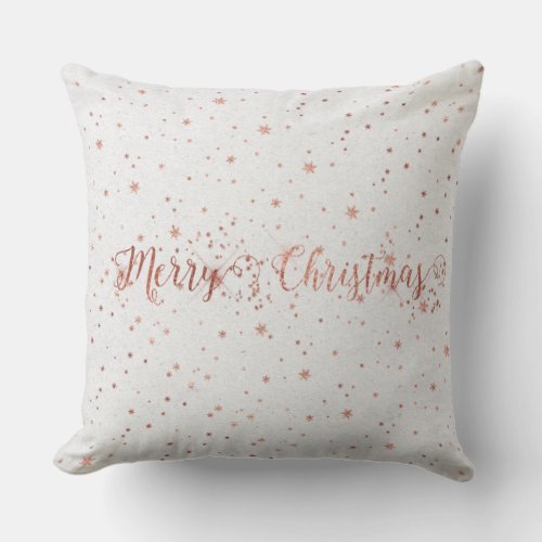 Rose Gol Pink Silver Gray Kraft Merry Christmas Throw Pillow