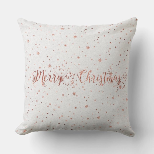 Rose Gol Pink Silver Gray Kraft Merry Christmas Throw Pillow (Front)