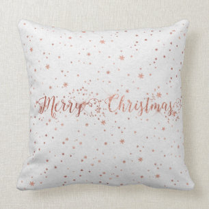 Rose Gol Pink Silver Gray Kraft Merry Christmas Throw Pillow